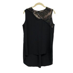 BCBGMAXAZRIA Black & Nude Lace-Panel Top size XS